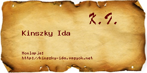 Kinszky Ida névjegykártya